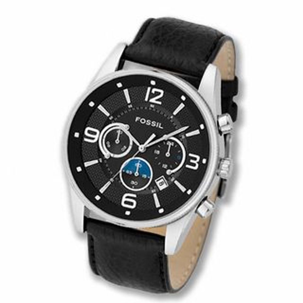 Men's Fossil Chronograph Strap Watch with Black Dial (Model: FS4387)|Peoples Jewellers