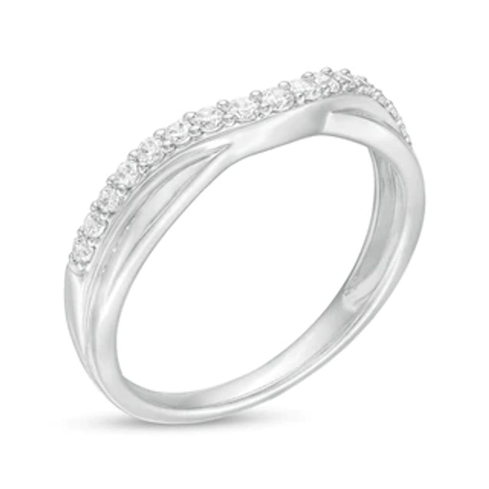 0.25 CT. T.W. Diamond Twist Contour Band in 14K White Gold|Peoples Jewellers