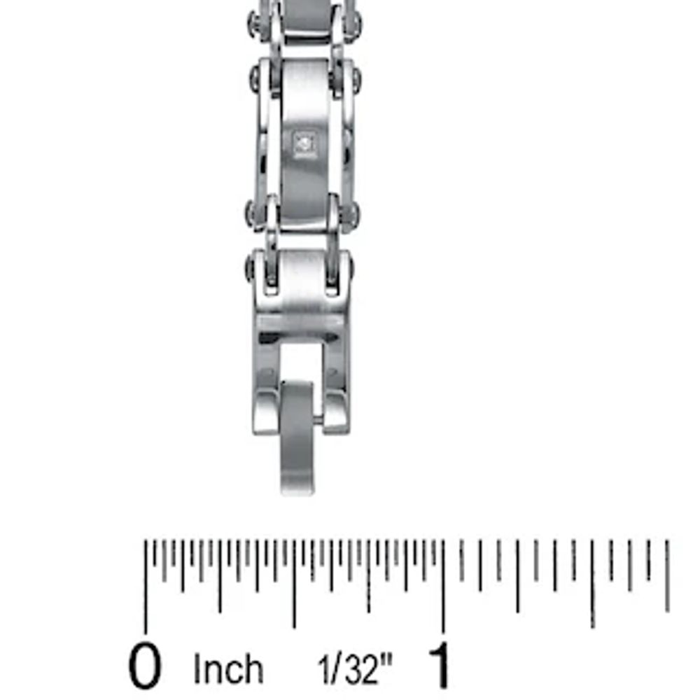 Men's Diamond Accent Stainless Steel Link Bracelet - 8.5"|Peoples Jewellers