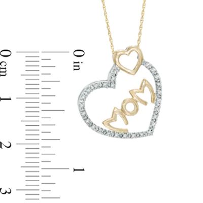 0.10 CT. T.W. Diamond MOM Double Heart Pendant in 10K Two-Tone Gold|Peoples Jewellers