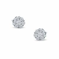 0.50 CT. T.W. Diamond Flower Stud Earrings in 10K White Gold|Peoples Jewellers