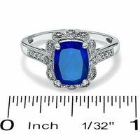 Cushion-Cut Lab-Created Blue Sapphire Vintage-Style Ring in Sterling Silver|Peoples Jewellers