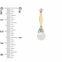 7.0mm Freshwater Cultured Pearl Stick Earrings in 10K Gold with Diamond Accents|Peoples Jewellers