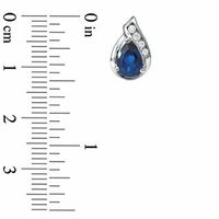 Pear-Shaped Lab-Created Blue Sapphire Earrings in 10K White Gold with White Sapphire Accents|Peoples Jewellers