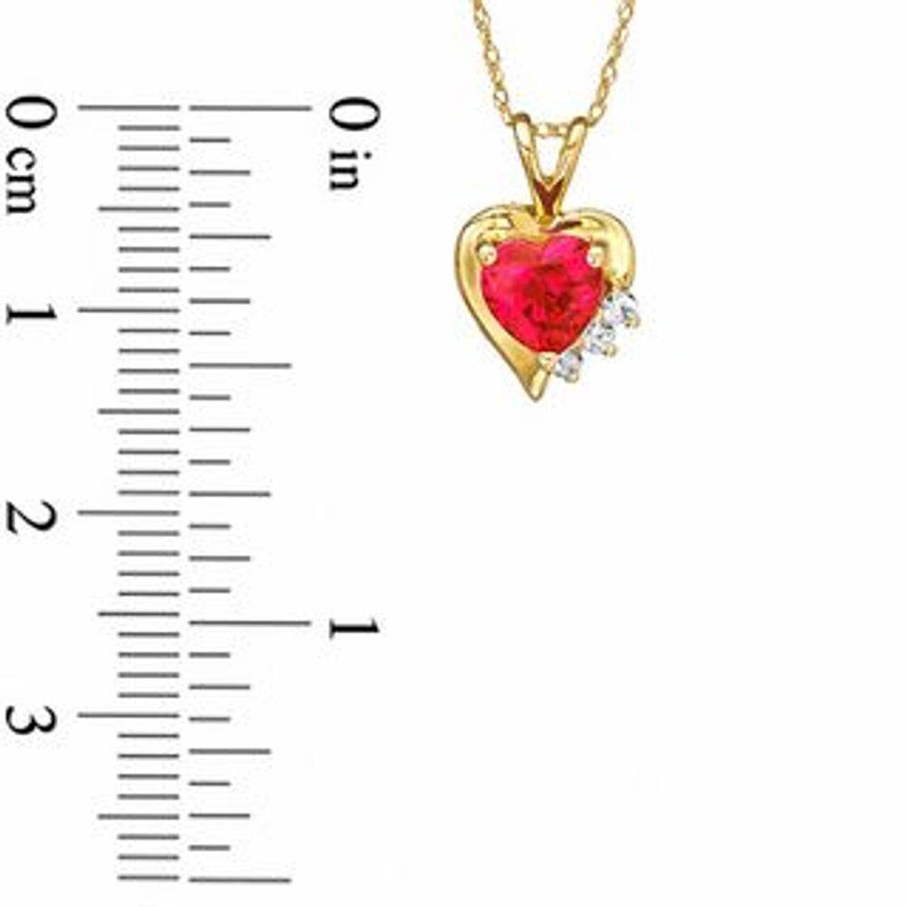 6.0mm Heart-Shaped Lab-Created Ruby and White Sapphire Pendant in 10K Gold|Peoples Jewellers