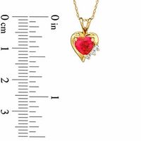 6.0mm Heart-Shaped Lab-Created Ruby and White Sapphire Pendant in 10K Gold|Peoples Jewellers