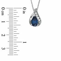 Pear-Shaped Lab-Created Blue Sapphire Pendant in 10K White Gold with White Sapphire Accents|Peoples Jewellers