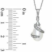 Freshwater Cultured Pearl and Diamond Accent Wrap Pendant in 10K White Gold|Peoples Jewellers