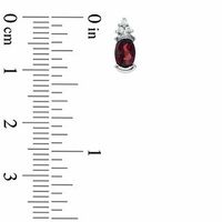 Oval Garnet and White Sapphire Bezel-Set Earrings in 10K White Gold|Peoples Jewellers