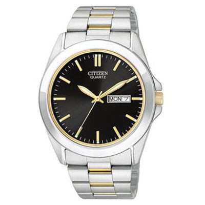 Men's Citizen Quartz Two-Tone Watch with Black Dial (Model: BF0584-56E)|Peoples Jewellers