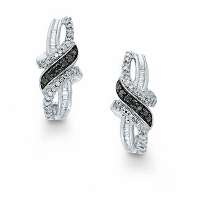 0.25 CT. T.W. Enhanced Black and White Diamond Earrings in 10K White Gold|Peoples Jewellers