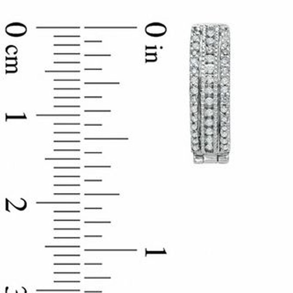 0.25 CT. T.W. Diamond Three Row Hoop Earrings in 10K White Gold|Peoples Jewellers