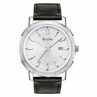 Men's Bulova Black Strap Watch with White Dial (Model: 96B120)|Peoples Jewellers