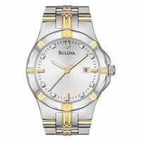Men's Bulova Diamond Accent Two-Tone Watch with Silver-Tone Dial (Model: 98D115)|Peoples Jewellers