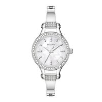 Ladies' Bulova Crystal Bangle Watch with Mother-of-Pearl Dial (Model: 96L128)|Peoples Jewellers