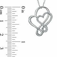 0.12 CT. T.W. Diamond Double Loop Heart Pendant in Sterling Silver|Peoples Jewellers