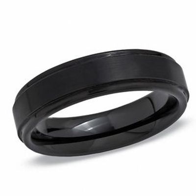 Men's 6.0mm Wedding Band in Tungsten Carbide with Black IP - Size 10|Peoples Jewellers