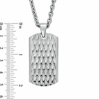 Men's Textured Dog Tag Pendant in Stainless Steel - 24"|Peoples Jewellers