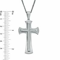 Men's Diamond Accent Cross Pendant in Stainless Steel - 24"|Peoples Jewellers