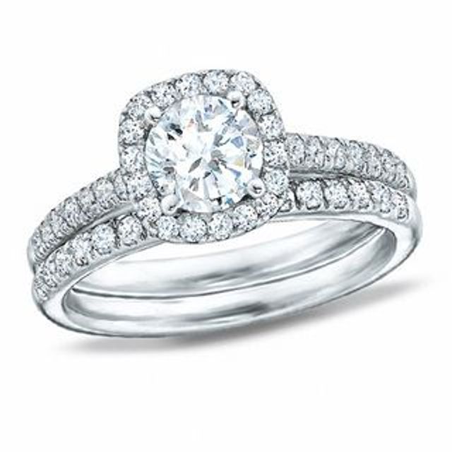 1.70 CT. T.W. Diamond Framed Bridal Set in 14K White Gold|Peoples Jewellers