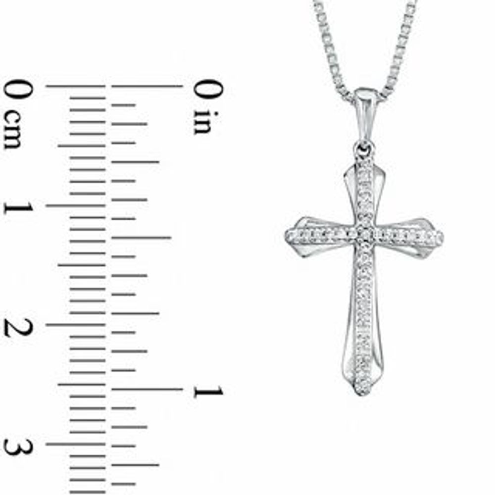 0.07 CT. T.W. Diamond Cross Pendant in Sterling Silver|Peoples Jewellers