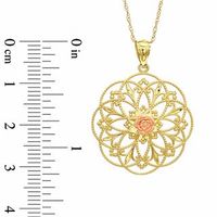 Filigree with Rose Pendant in 10K Two-Tone Gold - 17"|Peoples Jewellers