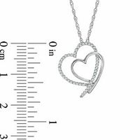 0.115 CT. T.W. Diamond Double Heart Pendant in Sterling Silver|Peoples Jewellers