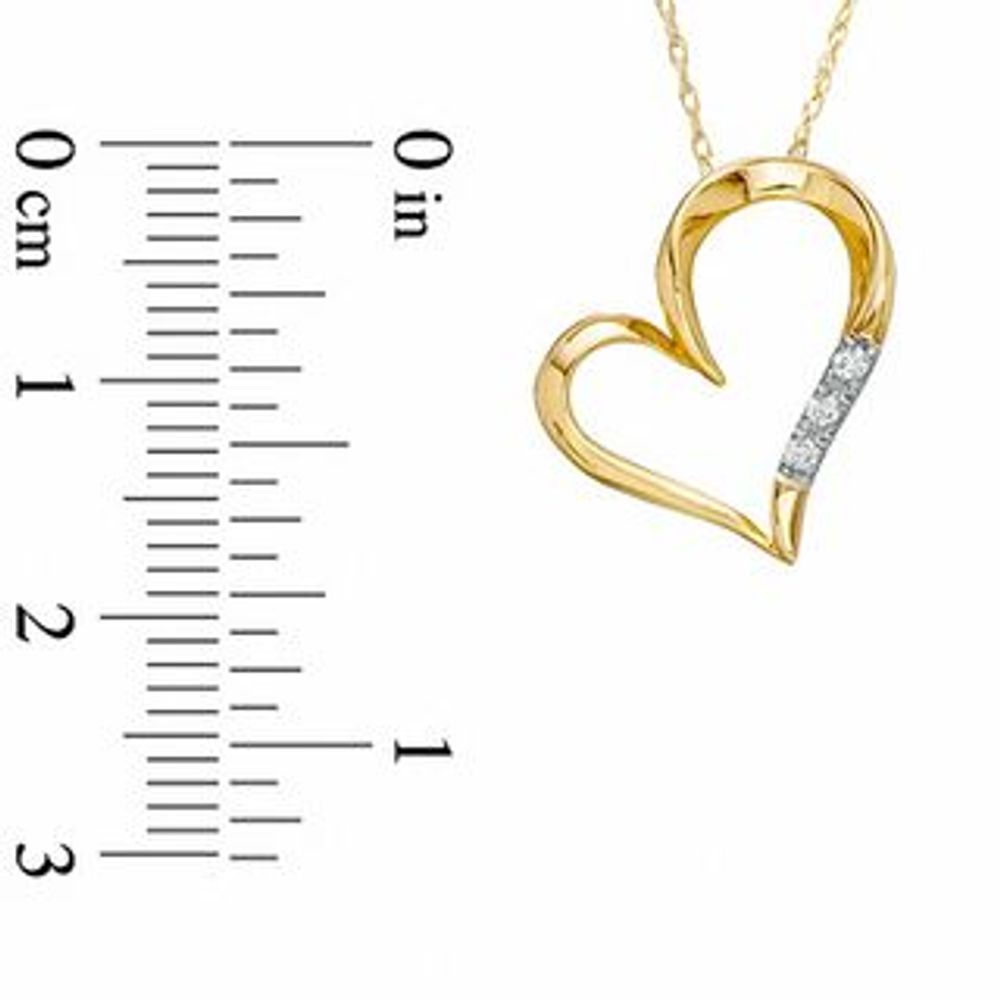 Diamond Accent Three Stone Heart Pendant in 10K Gold|Peoples Jewellers