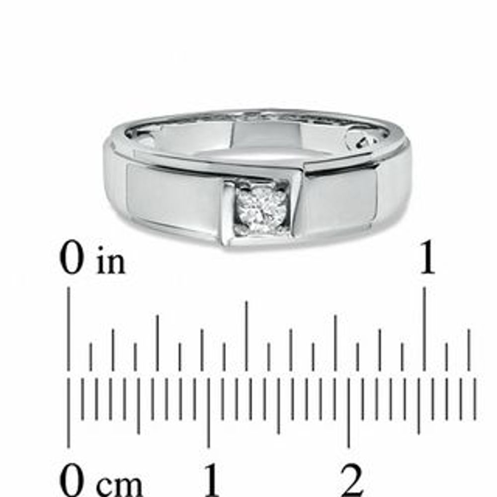 Men's 0.15 CT. Certified Canadian Diamond Solitaire Ring in 14K White Gold (I/I1)|Peoples Jewellers