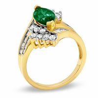 Marquise Lab-Created Emerald and White Sapphire Ring in 10K Gold|Peoples Jewellers