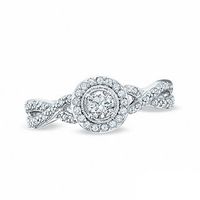 0.38 CT. T.W. Certified Canadian Diamond Framed Twisted Shank Ring in 14K White Gold (I/I1)|Peoples Jewellers