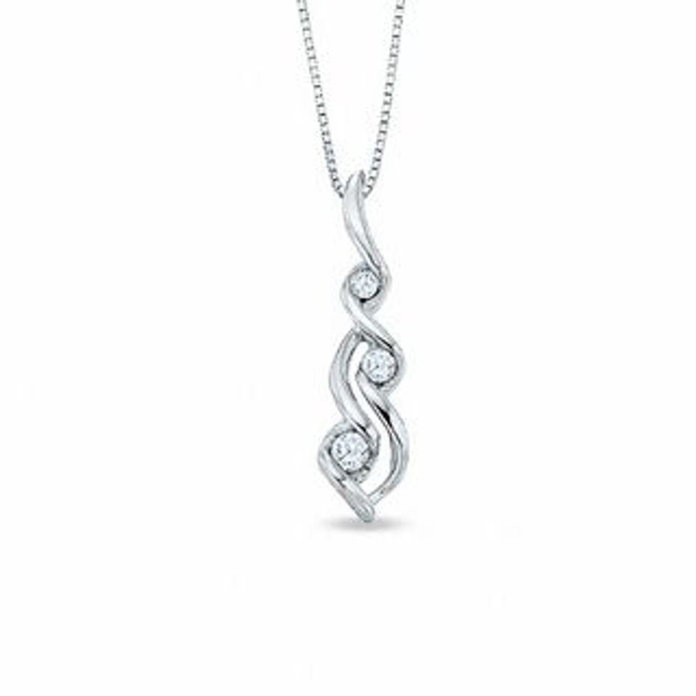Sirena™ 0.12 CT. T.W. Diamond Three Stone Pendant in 10K White Gold|Peoples Jewellers