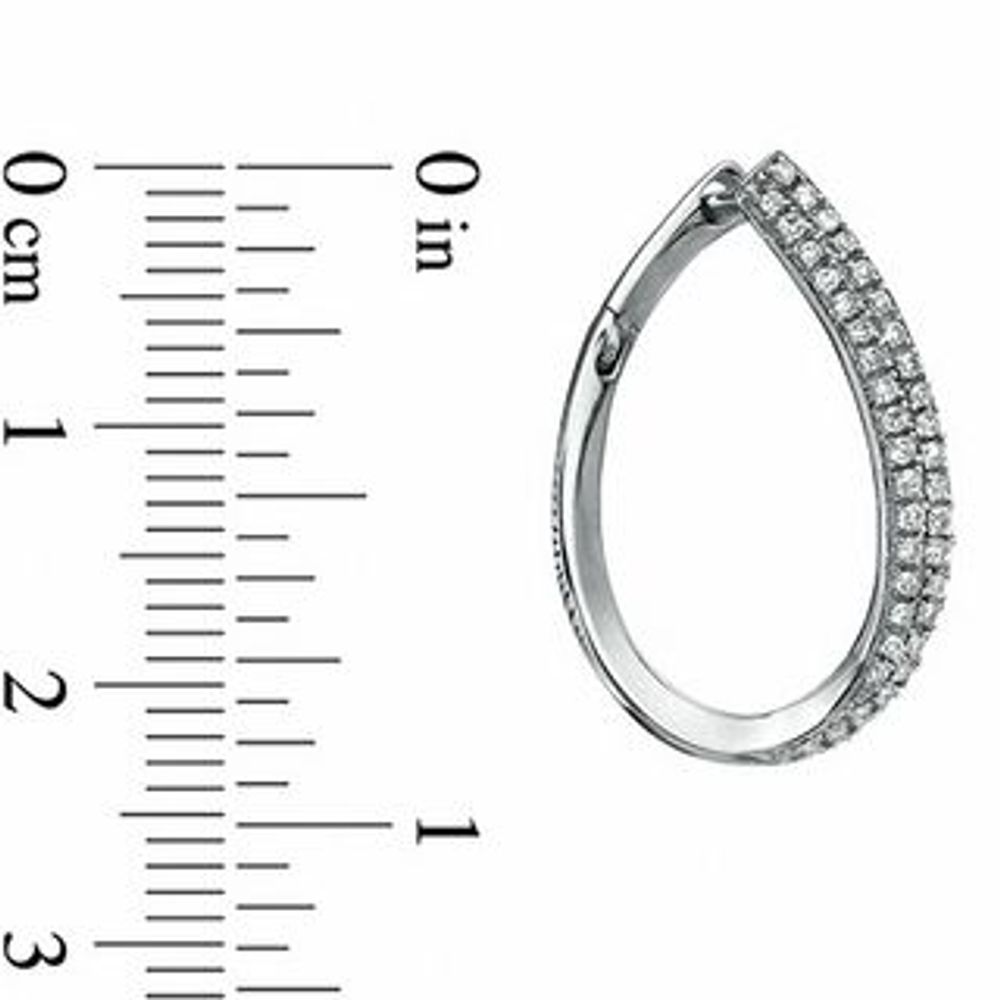 0.33 CT. T.W. Diamond Pavé Eclipse Hoop Earrings in 10K White Gold|Peoples Jewellers