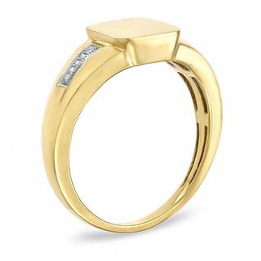 Men's Diamond Accent Signet Ring in 10K Gold|Peoples Jewellers