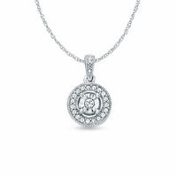0.11 CT. T.W. Diamond Round Frame Pendant in Sterling Silver|Peoples Jewellers