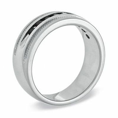 Men's 0.50 CT. T.W. Black Diamond Band in Sterling Silver|Peoples Jewellers
