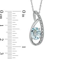 Oval Aquamarine and Diamond Accent Pendant in Sterling Silver|Peoples Jewellers