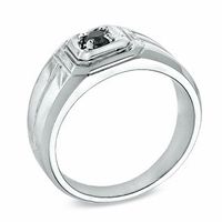 Men's 0.20 CT. Black Diamond Solitaire Band in Sterling Silver|Peoples Jewellers