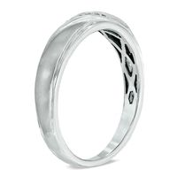 Diamond Accent Slant Wedding Band in 10K White Gold|Peoples Jewellers