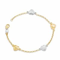 Heart Station Bracelet in Sterling Silver with 14K Tri-Tone Gold Plate - 7.5"|Peoples Jewellers