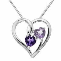 5.0mm Heart-Shaped Purple Amethyst and Diamond Accent Heart Pendant in Sterling Silver|Peoples Jewellers