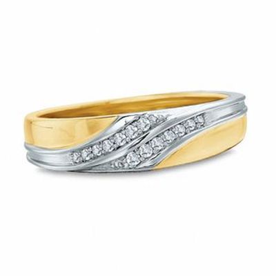 Diamond Accent Slant Wedding Band in 10K Gold|Peoples Jewellers