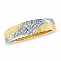 Men's 0.12 CT. T.W. Diamond Slant Wedding Band in 10K Gold|Peoples Jewellers