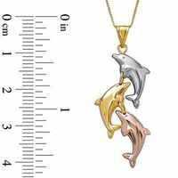 10K Tri-Tone Gold Dolphin Pendant|Peoples Jewellers