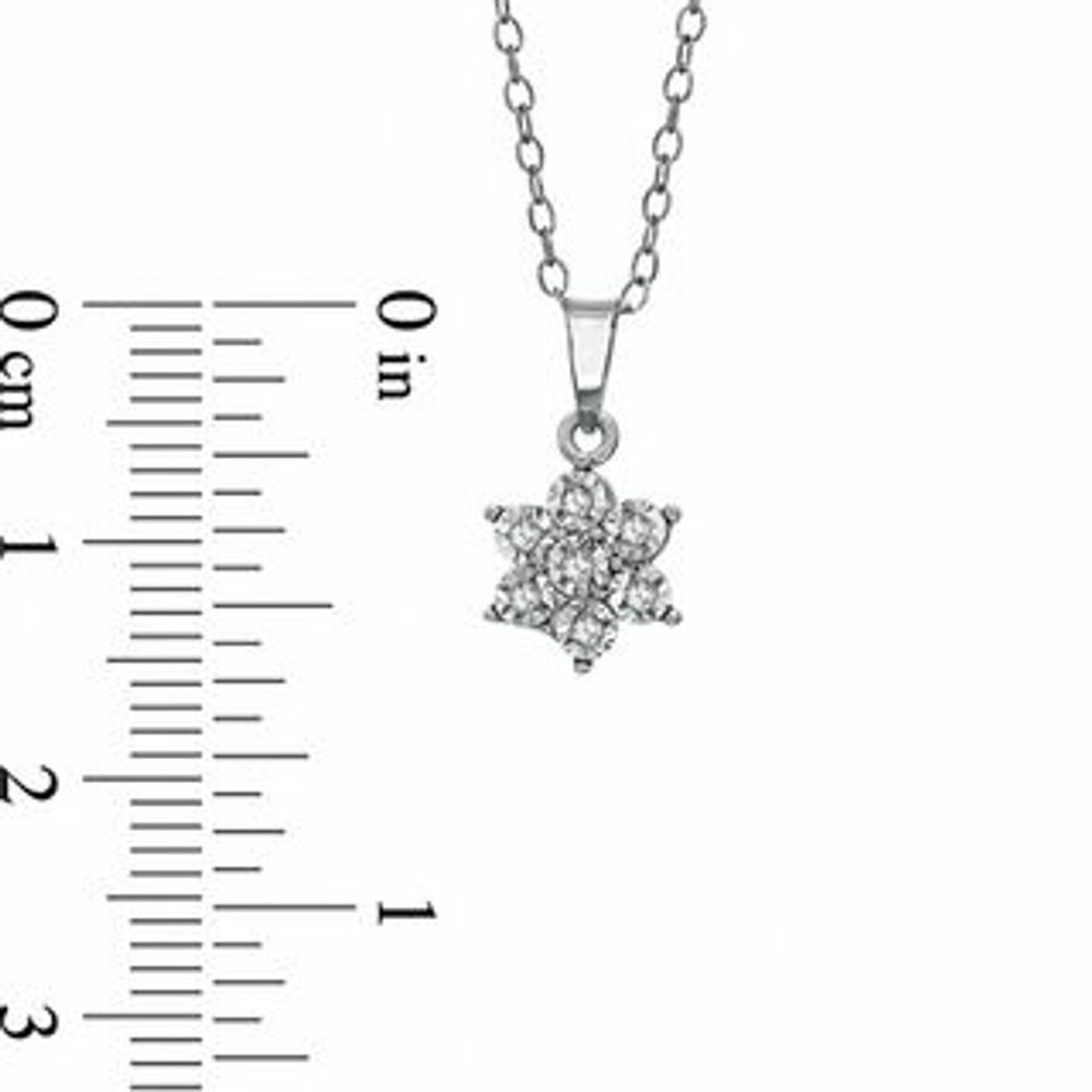 Diamond Accent Flower Pendant in Sterling Silver|Peoples Jewellers