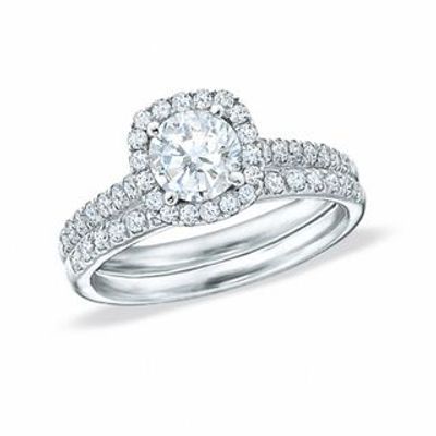 1.00 CT. T.W. Diamond Framed Bridal Set in 14K White Gold|Peoples Jewellers