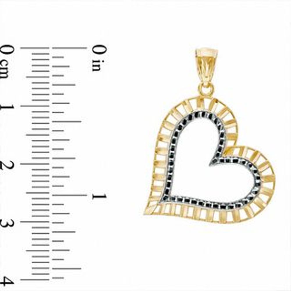 10K Two-Tone Gold Diamond-Cut Heart Charm|Peoples Jewellers