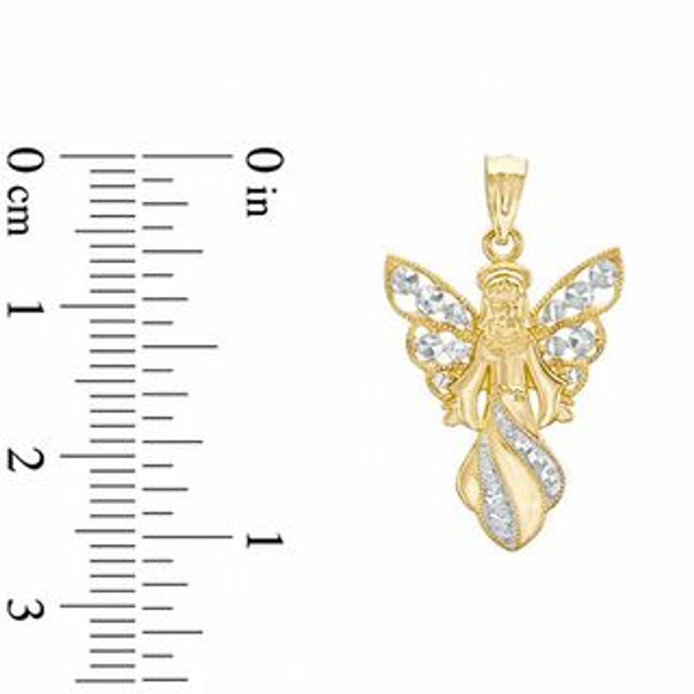 10K Two-Tone Gold Diamond-Cut Angel Charm|Peoples Jewellers