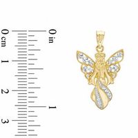 10K Two-Tone Gold Diamond-Cut Angel Charm|Peoples Jewellers