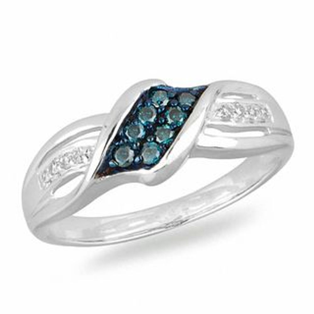 0.20 CT. T.W. Enhanced Blue and White Diamond Fashion Ring in 10K White Gold|Peoples Jewellers